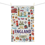 England Icons Microfiber Tea Towel | London Landmarks, Union Jack, Tea Motifs