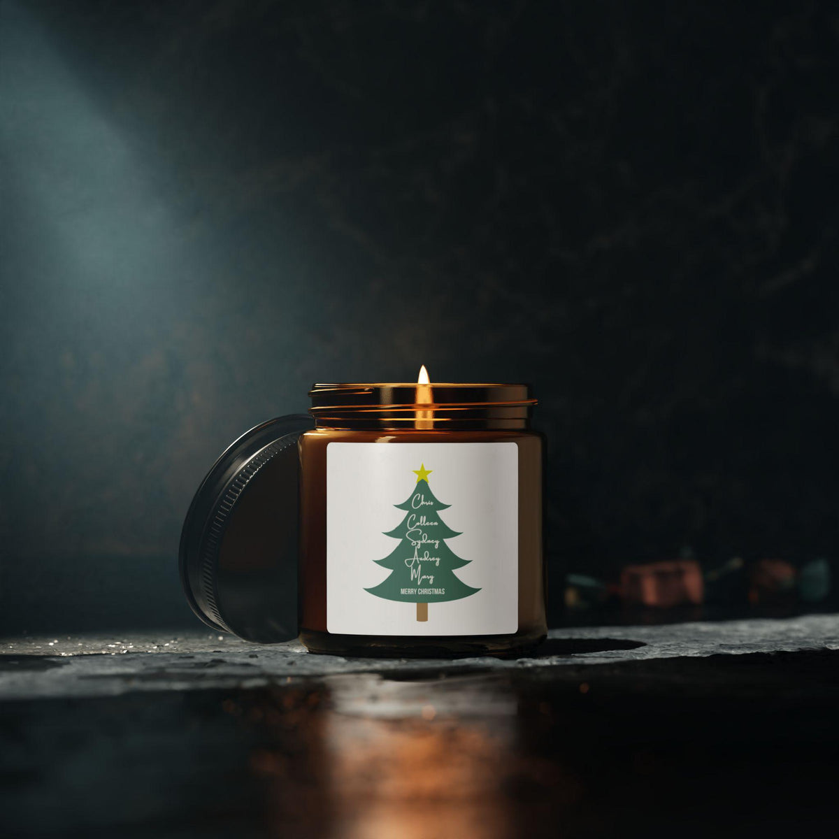 Personalized Family Names Christmas Tree Custom Candle Gift | Holiday Candle