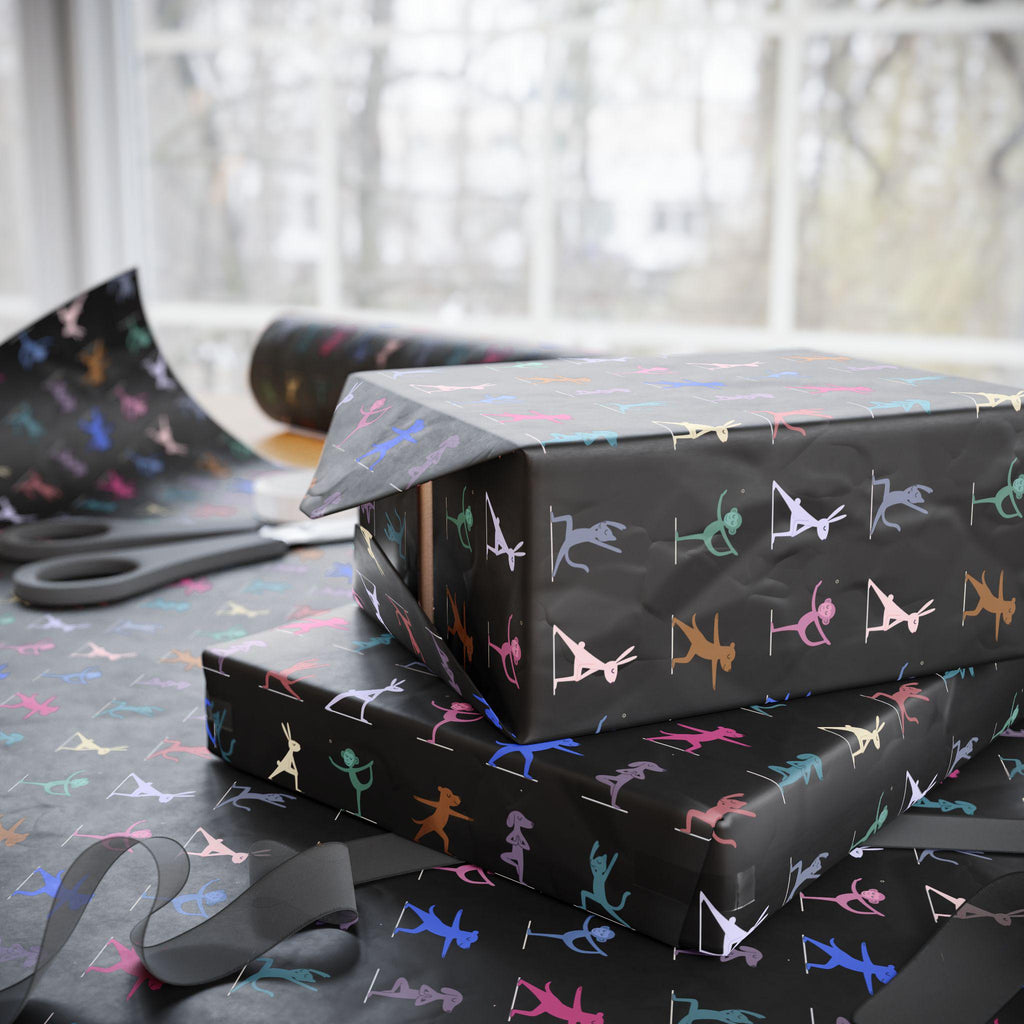 Yoga Dancing Animal Wrapping Paper | Black or White Background