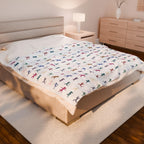 Colorful Playful Yoga Animal Pattern Blanket | Velveteen Plush Blanket