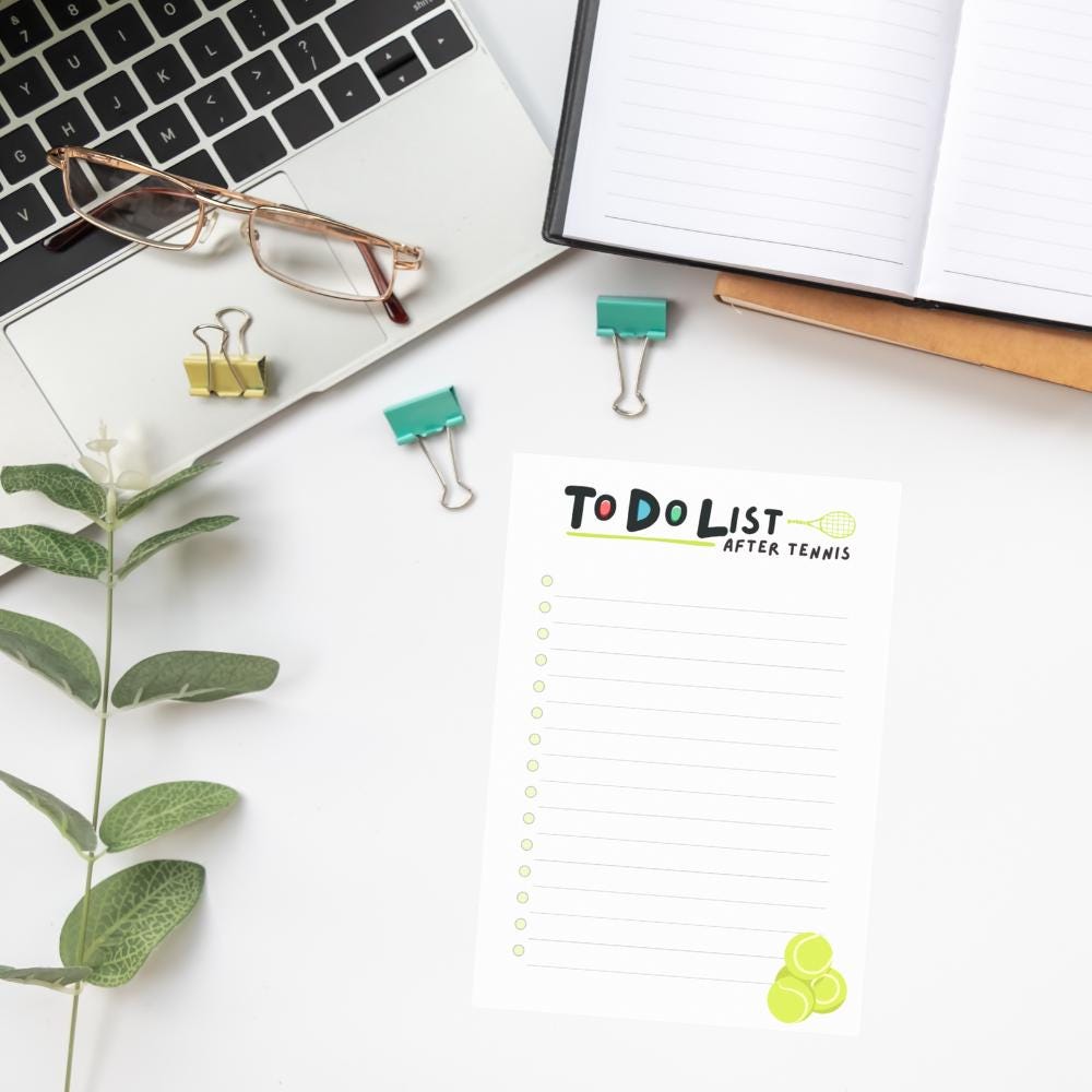 Tennis To-Do List Post-it Notes: 4x6" After Tennis Planner