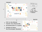 Kids Fill-in Thank You Postcards: Birthday Gifts, No Envelopes
