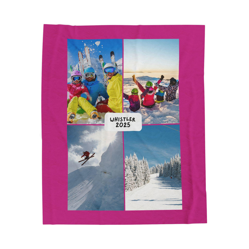 Personalized Photo Plush Blanket – Custom 4 Image Fleece Throw