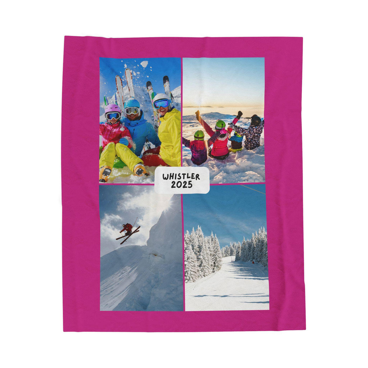 Personalized Photo Plush Blanket – Custom 4 Image Fleece Throw
