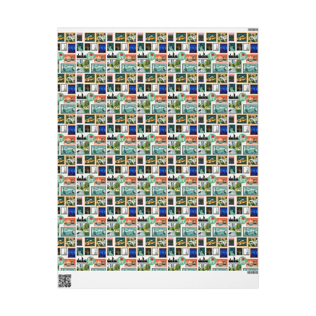 NYC Stamp Collage Wrapping Paper | New York City Gift Wrap