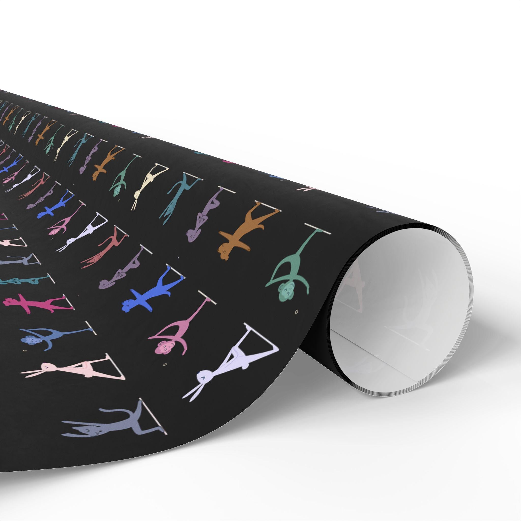 Yoga Dancing Animal Wrapping Paper | Black or White Background