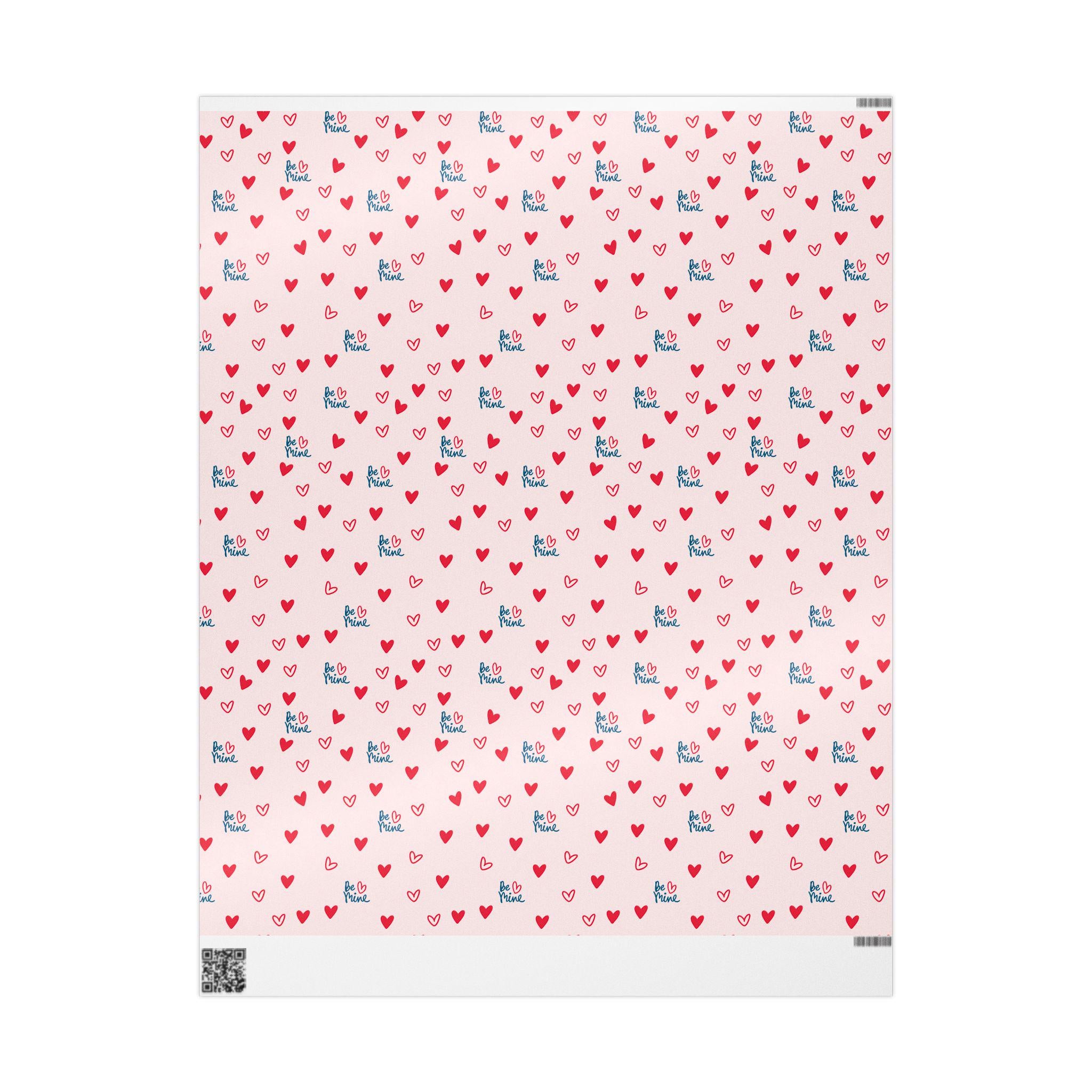 Be Mine heart pattern Wrapping Paper | Valentine hearts gift wrap roll