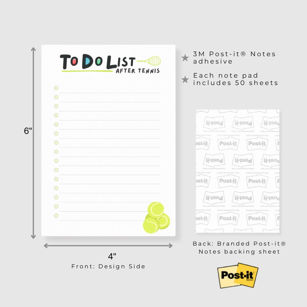 Tennis To-Do List Post-it Notes: 4x6" After Tennis Planner