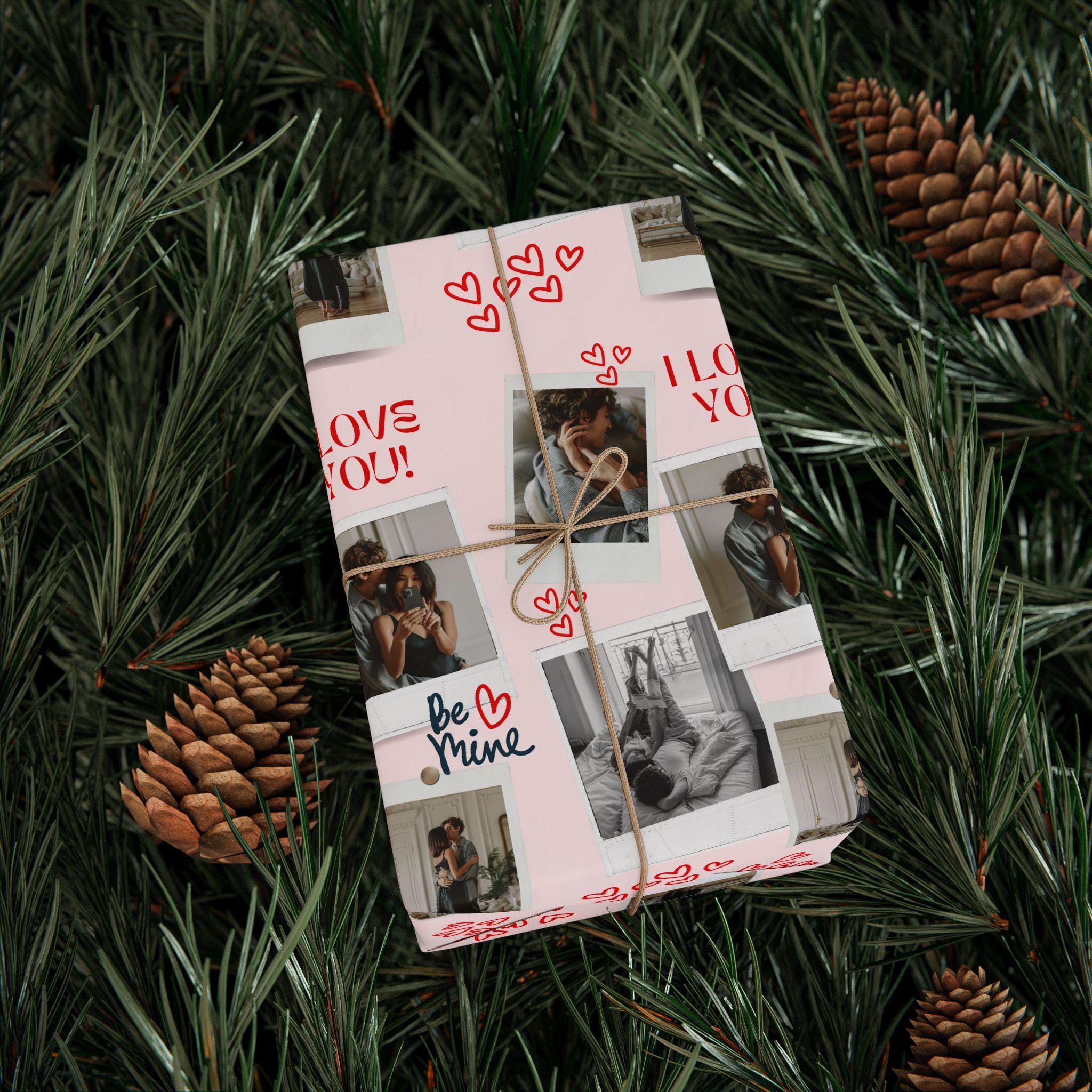 Personalized Valentine Photo Collage Wrapping Paper