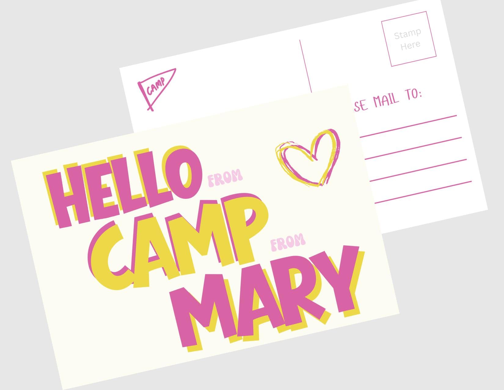 Personalized Camp Postcards: Multiple Color Options, Summer Care Package