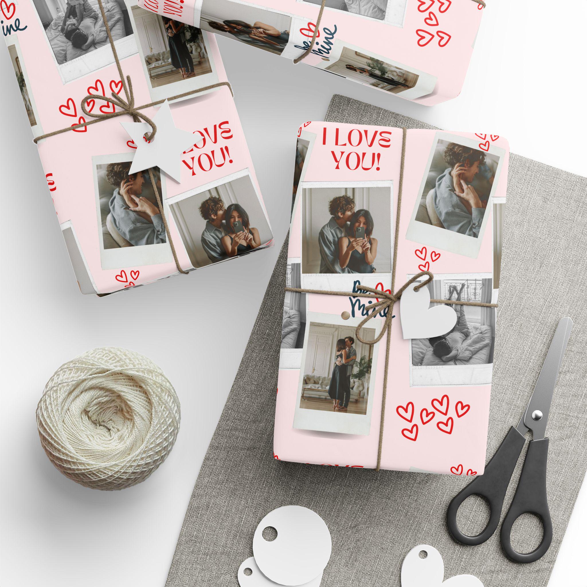 Personalized Valentine Photo Collage Wrapping Paper