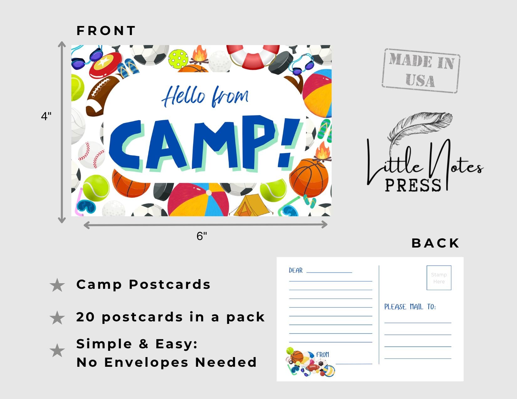 Summer Camp Postcards: Kids' Stationery, Camp Care Package