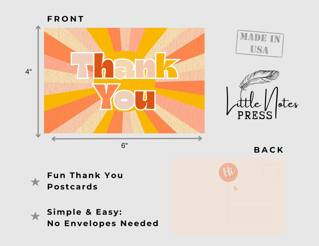 Vintage Sunshine Thank You Postcards: Small Business Gratitude