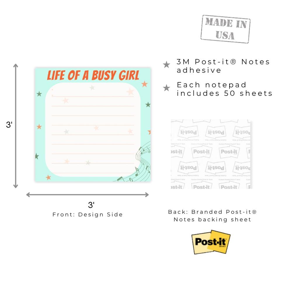 Life of a Busy Girl Post-it Notes: To-Do List. Two sizes -- 4x6" and/or 3x3"