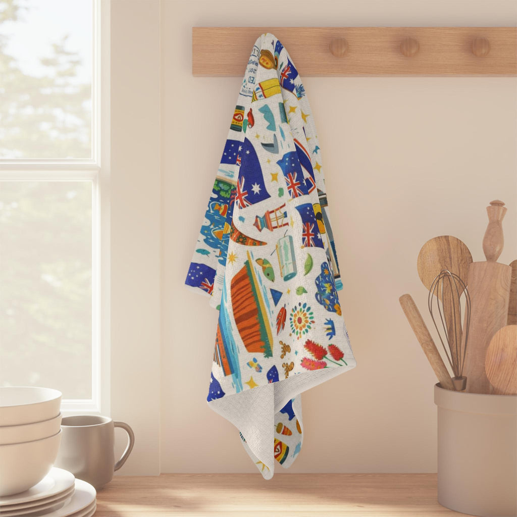 Australian Icons and Landmarks Microfiber Tea Towel | Australia Day