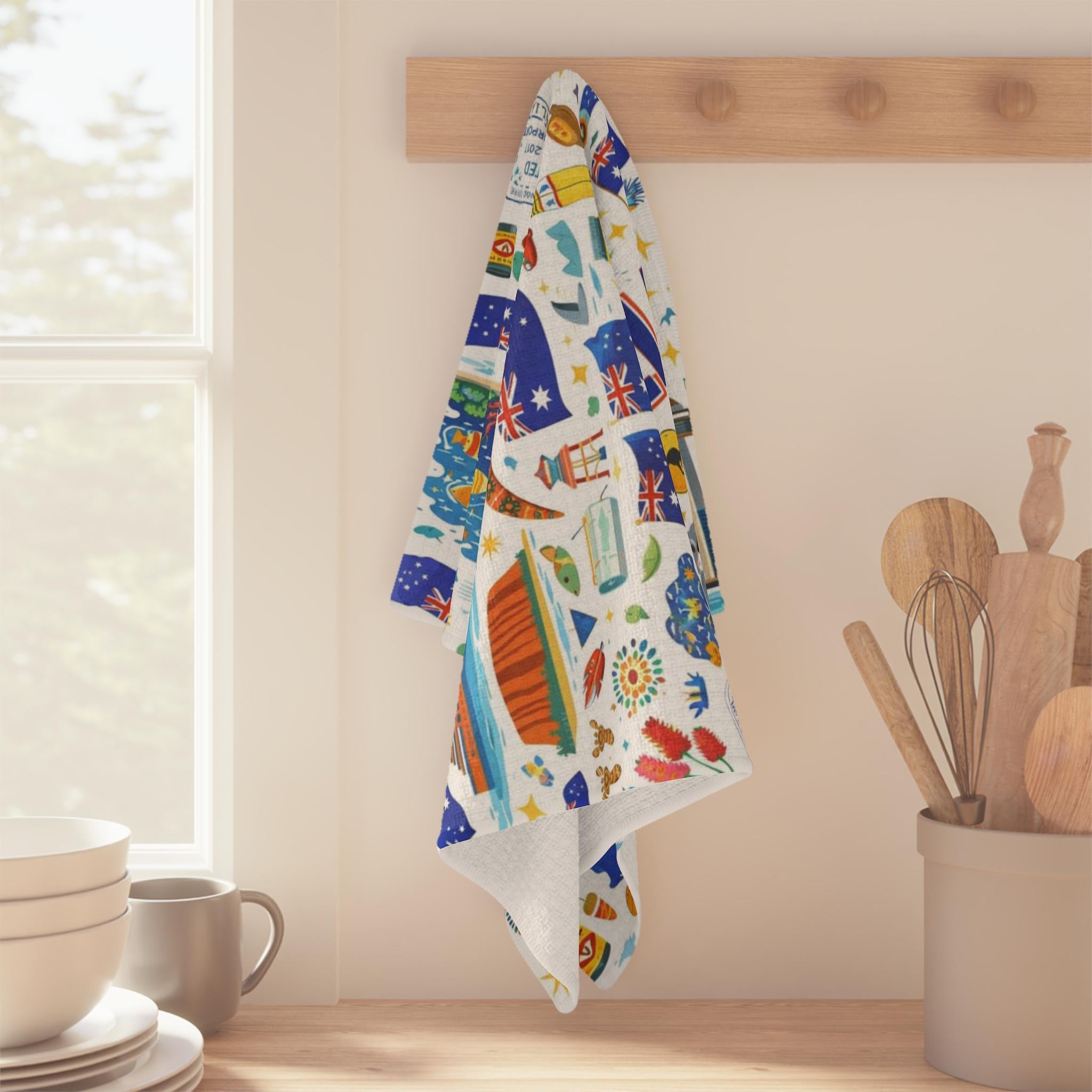 Australian Icons and Landmarks Microfiber Tea Towel | Australia Day