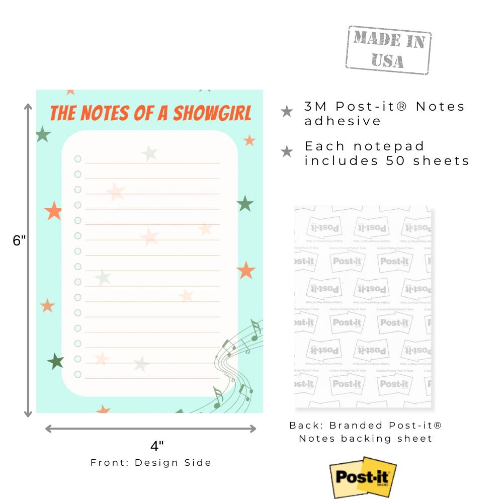 Notes of a Showgirl Post-it Notes: To-Do List. 3x3" and/or 4x6"