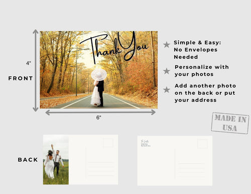 Custom Wedding Photo Thank You Postcards: Personalized Keepsake