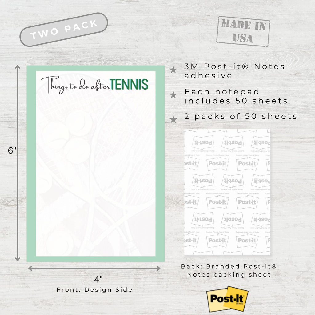 Funny Tennis Post-it Notes: Tennis Players' To-Do List 4x6"
