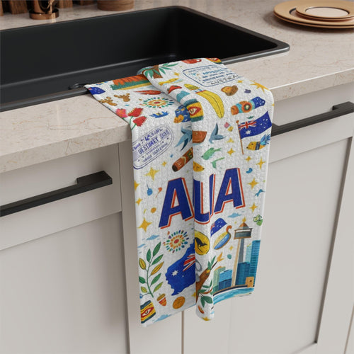 Australian Icons and Landmarks Microfiber Tea Towel | Australia Day