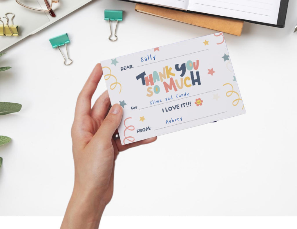 Kids Fill-in Thank You Postcards: Birthday Gifts, No Envelopes