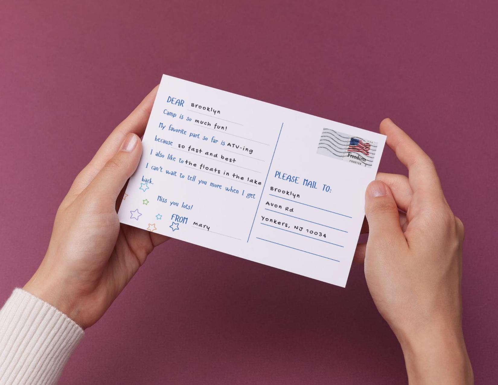 Camp Postcards Set: Fun Colorful Stationery, Summer Care Package