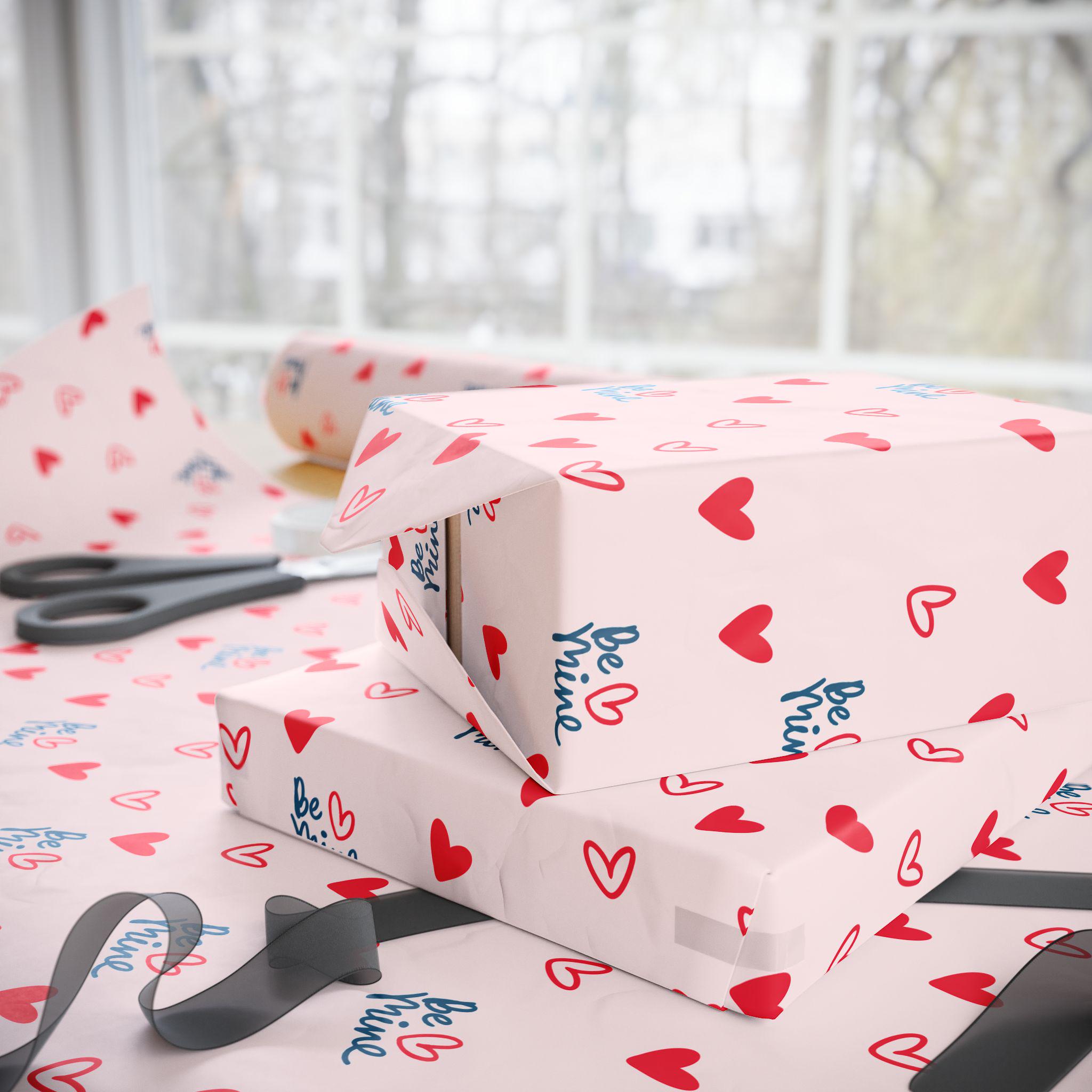 Be Mine heart pattern Wrapping Paper | Valentine hearts gift wrap roll